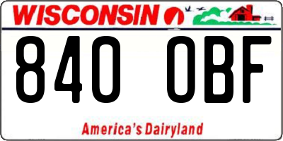 WI license plate 840OBF