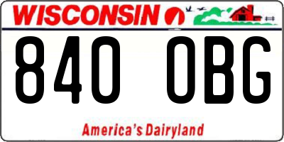 WI license plate 840OBG