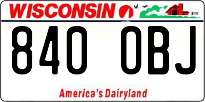 WI license plate 840OBJ