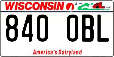 WI license plate 840OBL