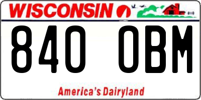 WI license plate 840OBM