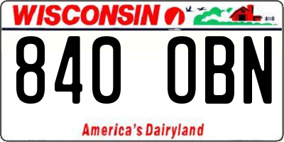 WI license plate 840OBN