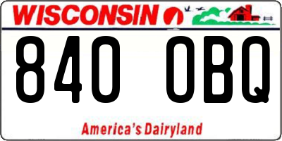 WI license plate 840OBQ