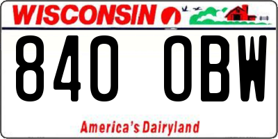 WI license plate 840OBW