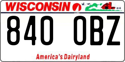 WI license plate 840OBZ