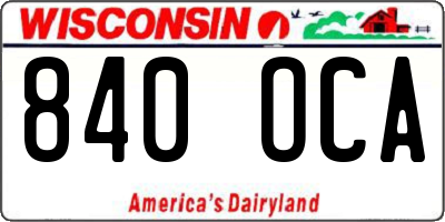 WI license plate 840OCA