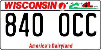 WI license plate 840OCC