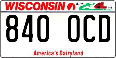 WI license plate 840OCD