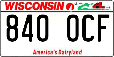 WI license plate 840OCF