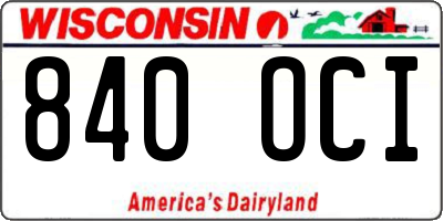 WI license plate 840OCI