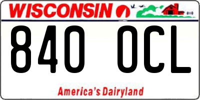 WI license plate 840OCL
