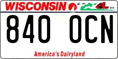 WI license plate 840OCN