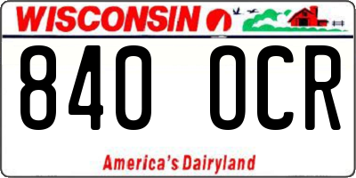 WI license plate 840OCR