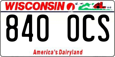 WI license plate 840OCS