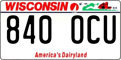 WI license plate 840OCU