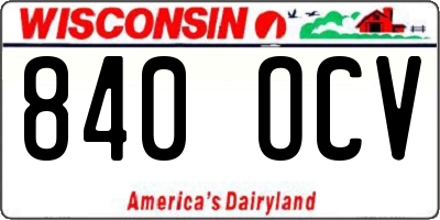 WI license plate 840OCV