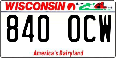 WI license plate 840OCW