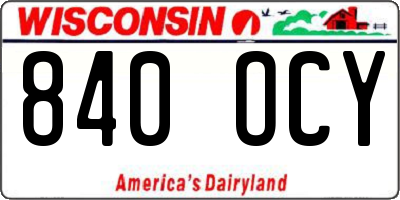 WI license plate 840OCY