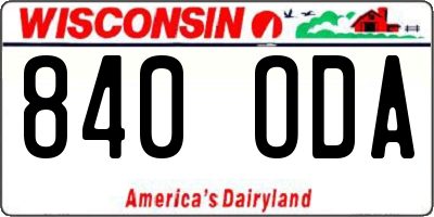 WI license plate 840ODA