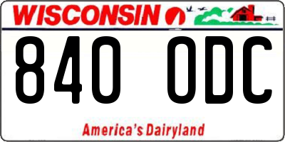 WI license plate 840ODC
