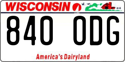WI license plate 840ODG