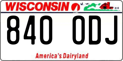 WI license plate 840ODJ