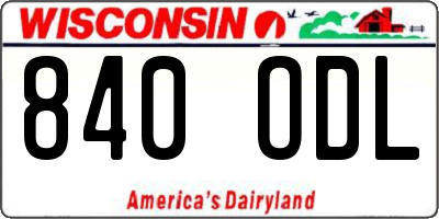 WI license plate 840ODL