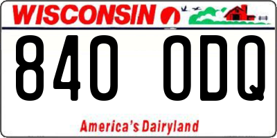 WI license plate 840ODQ