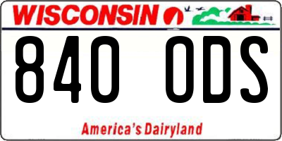 WI license plate 840ODS