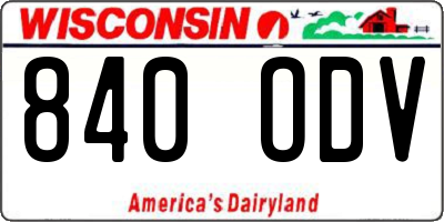 WI license plate 840ODV