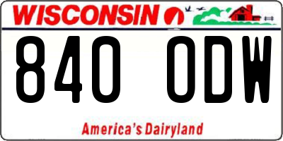 WI license plate 840ODW