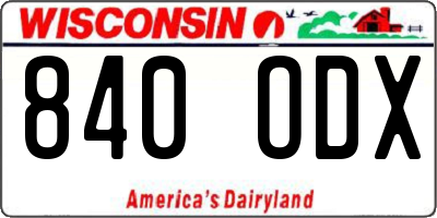 WI license plate 840ODX