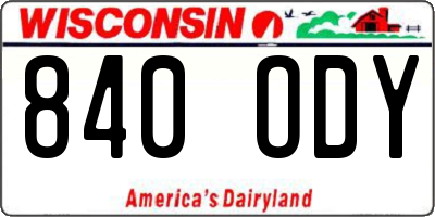 WI license plate 840ODY