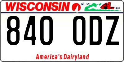 WI license plate 840ODZ