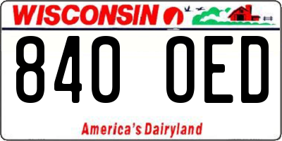 WI license plate 840OED