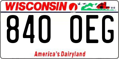 WI license plate 840OEG