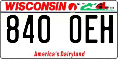 WI license plate 840OEH