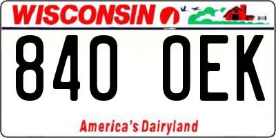 WI license plate 840OEK