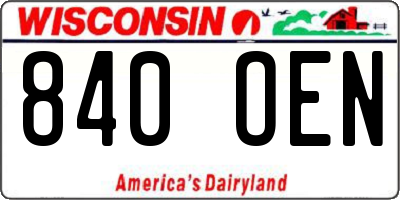 WI license plate 840OEN