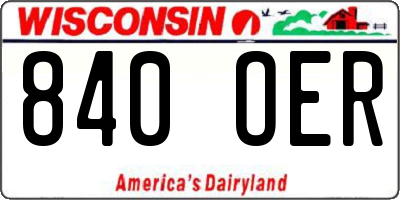 WI license plate 840OER