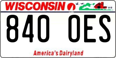 WI license plate 840OES