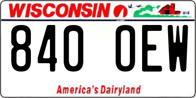 WI license plate 840OEW