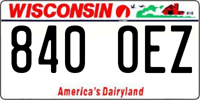 WI license plate 840OEZ