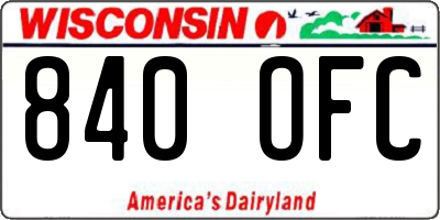 WI license plate 840OFC