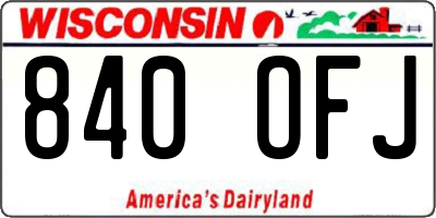WI license plate 840OFJ