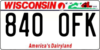 WI license plate 840OFK