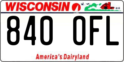 WI license plate 840OFL