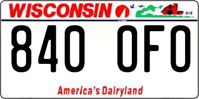 WI license plate 840OFO