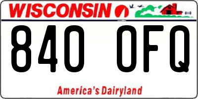 WI license plate 840OFQ