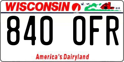 WI license plate 840OFR